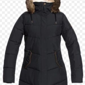 Elegant Black Fur-Trimmed Puffer Jacket